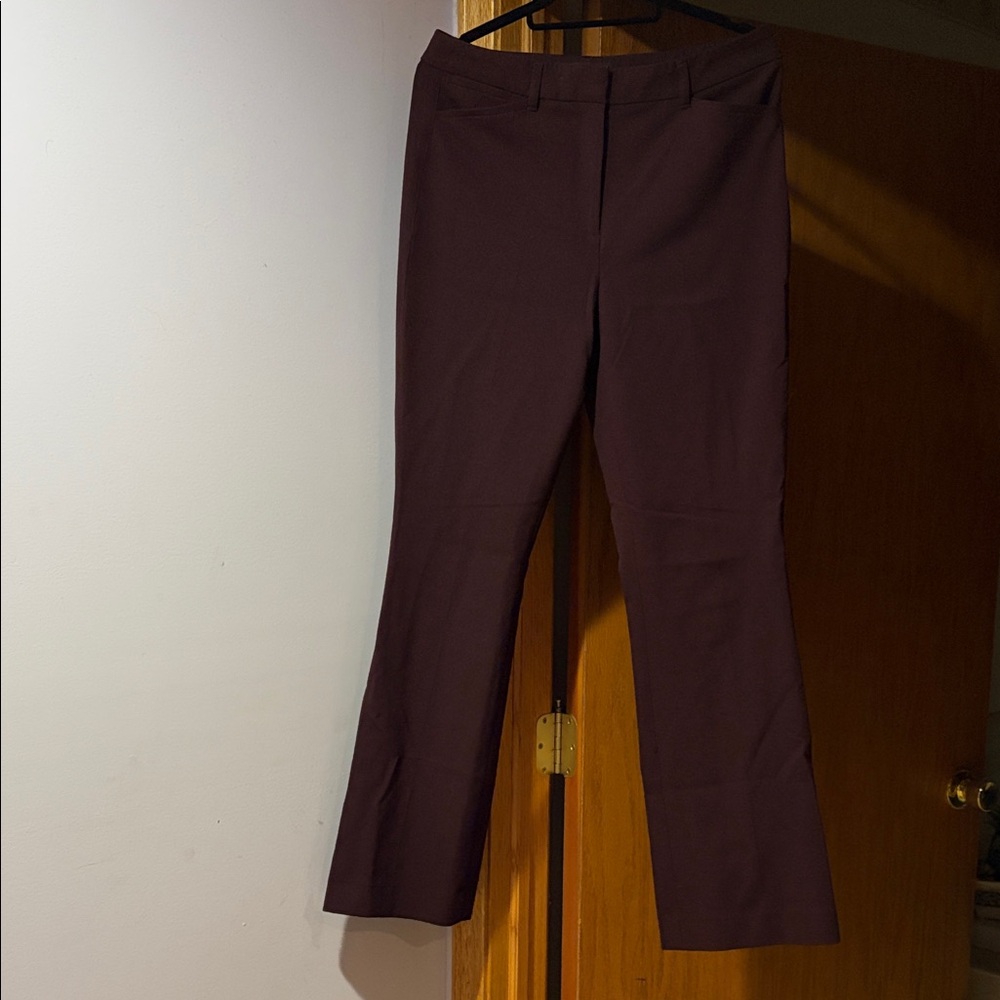 White House Black Market Dark plum & black checkered bootcut dress Pants